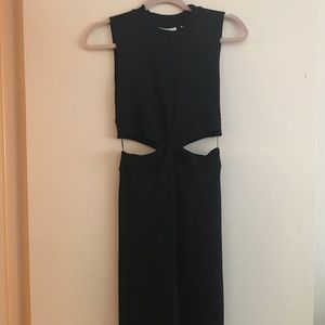 Black Long side cutout dress.